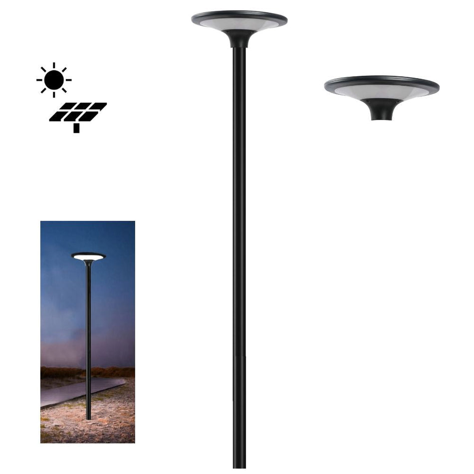 SUNSOLAR-1-KIT - Solar Powered 20W LED 2-CCT Dual Colour High Output Post Top Garden Area Light And 2M Post IP65