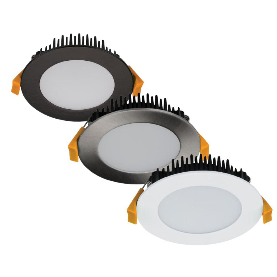 TEK-13-DALI - DALI Dimmable 13W LED Tri-Colour Round Flat Face Downlight IP44 - Brushed Chrome