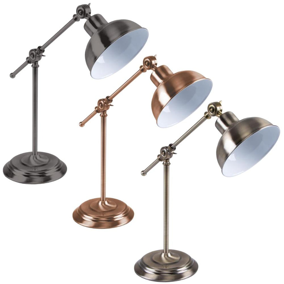 TINLEY - Desk and Table Lamp - Antique Chrome