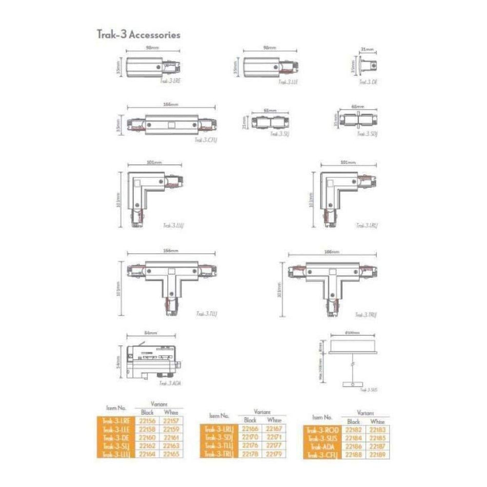 TRAK-3-LLE - 3-Circuit Left Live End Accessory - Black