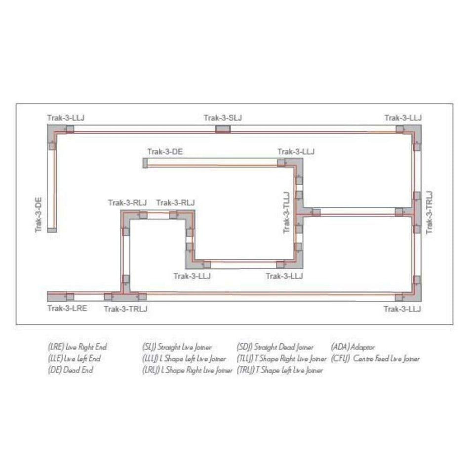 TRAK-3-TRLJ - 3-Circuit T-Shape Right Live Joiner Accessory - Black