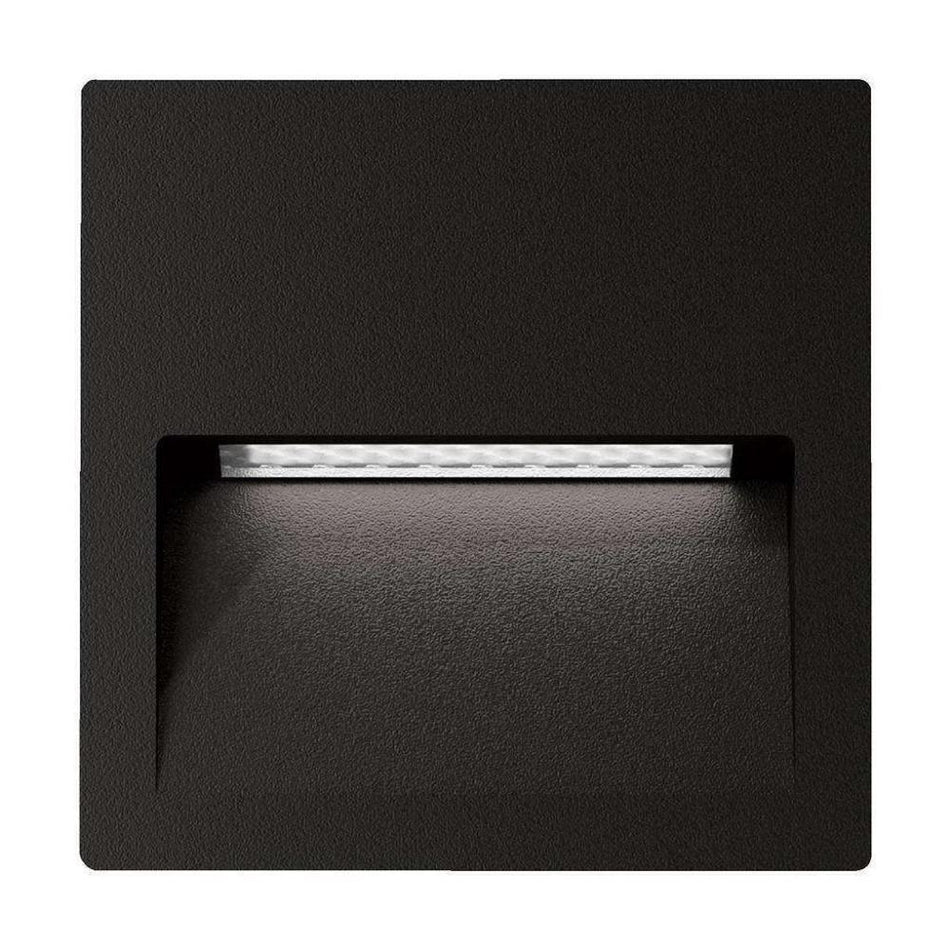 ZAC-4-SQR - 4W 12V DC LED Exterior Square Recessed Step Light IP65 - DRIVER REQUIRED - Black
