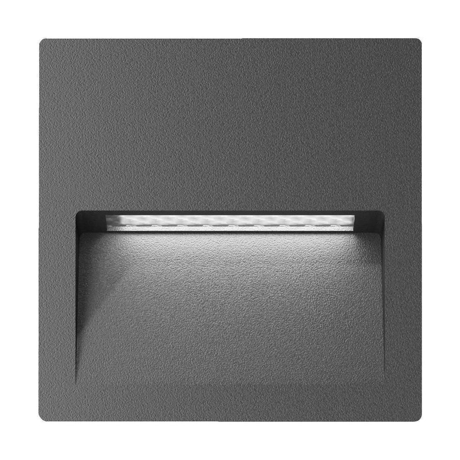 ZAC-4-SQR - 4W 12V DC LED Exterior Square Recessed Step Light IP65 - DRIVER REQUIRED - Dark Grey