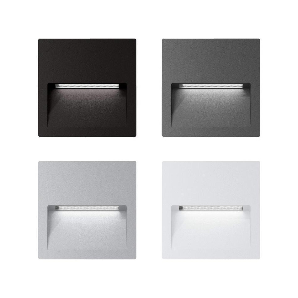 ZAC-4-SQR - 4W 12V DC LED Exterior Square Recessed Step Light IP65 - DRIVER REQUIRED - Silver