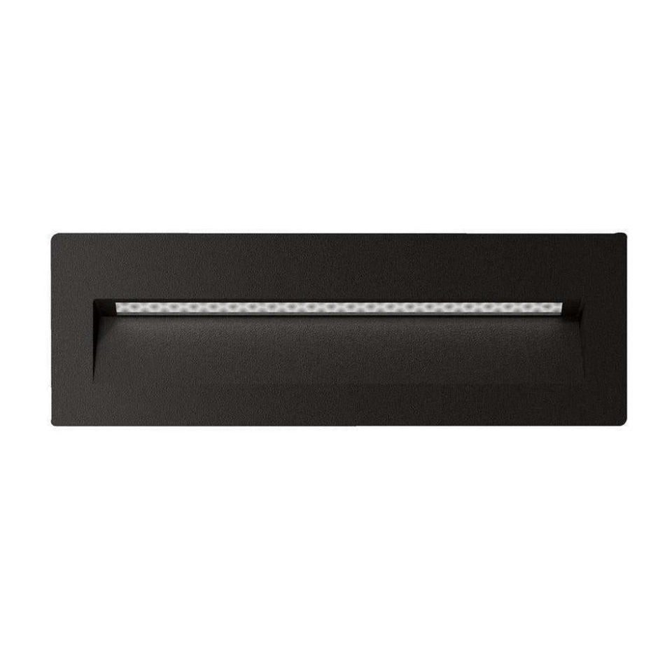 ZAC-8 - 8W 12V DC LED Exterior Rectangle Recessed Step Light IP65 - DRIVER REQUIRED - Dark Grey
