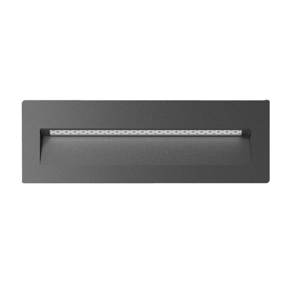 ZAC-8 - 8W LED Exterior Rectangle Recessed Step Light IP65 - Dark Grey