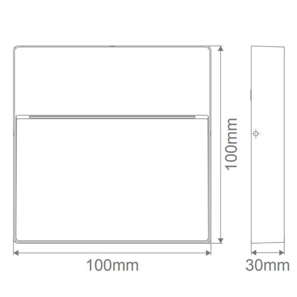 ZEKE-4-SQR - 4W 12V DC LED Exterior Square Surface Mount Step Light IP65 - DRIVER REQUIRED - Black