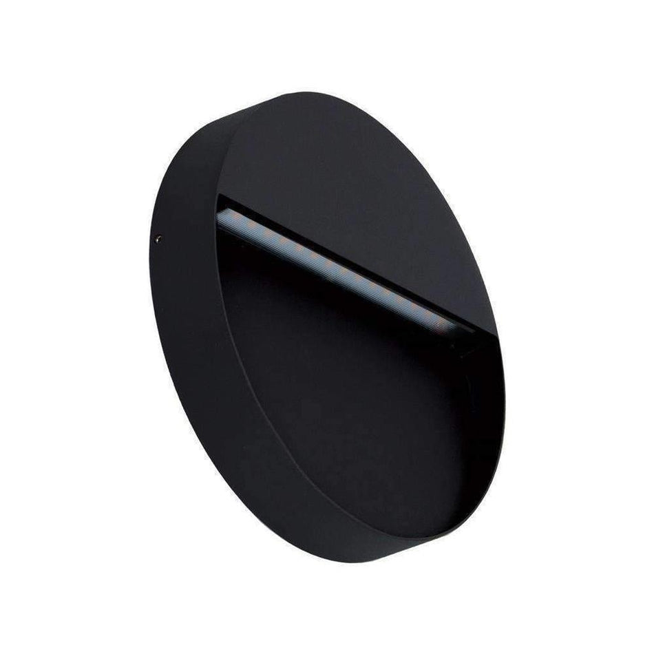 ZEKE-9-RND - 9W LED Exterior Round Surface Mount Step Light IP65 - Black