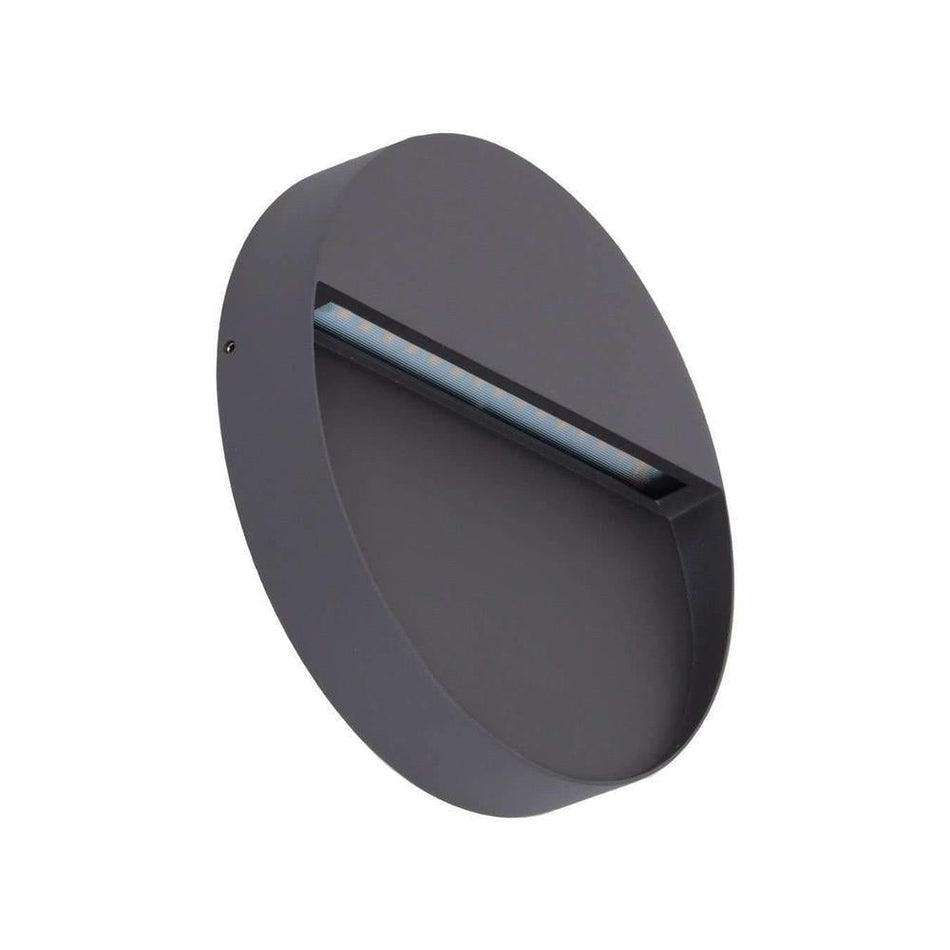 ZEKE-9-RND - 9W LED Exterior Round Surface Mount Step Light IP65 - Dark Grey