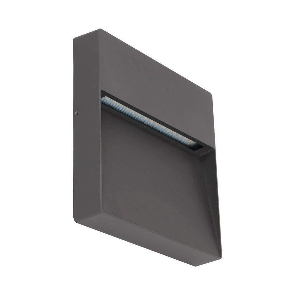 ZEKE-9-SQR - 9W 12V DC LED Exterior Square Surface Mount Step Light IP65 - DRIVER REQUIRED - Dark Grey
