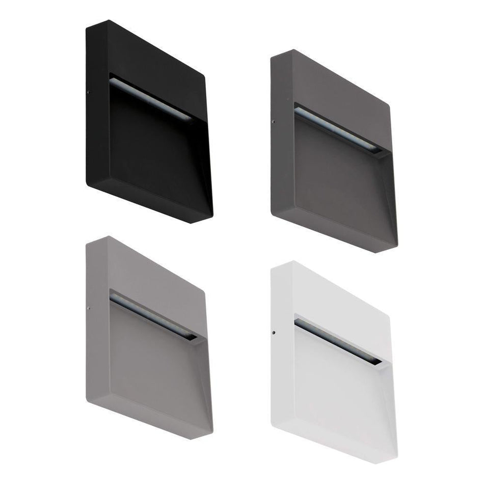ZEKE-9-SQR - 9W 12V DC LED Exterior Square Surface Mount Step Light IP65 - DRIVER REQUIRED - Dark Grey