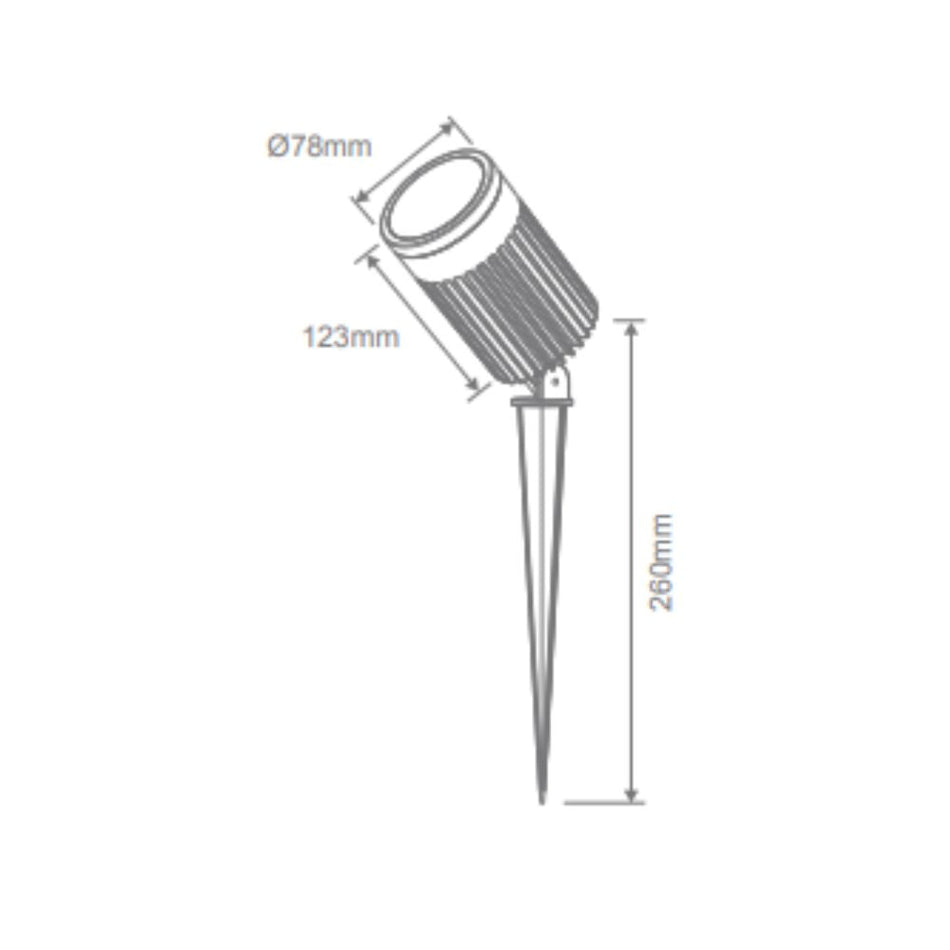 ZOOM-PRO-30 - 30W LED 12/24V Tri-Colour Exterior LED Garden Spike Light Black - DRIVER REQUIRED