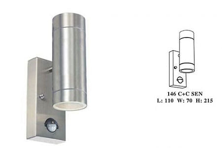 ROUND UP/DOWN PILLAR LIGHT W/SENSOR (146C+C SEN)