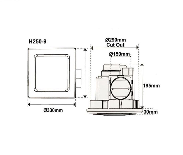 EXHAUST FAN 290MM (SB/H250-9)