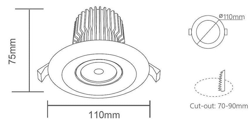 13W 70-90MM Cutout Downlight DL9660