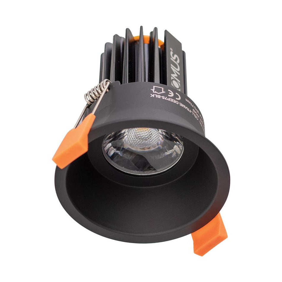 CELL-13-5CCT-D75 - 13W LED 5-CCT Switchable Dimmable D75 Mini Fixed Deepset Downlight - Black