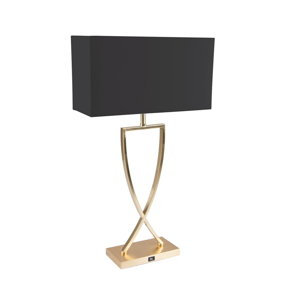 GIANA-TL TABLE LAMP USB 1XE27 240V - Satin Brass