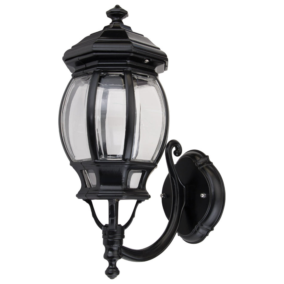 GT-1031 Vienna Curved Arm Upward Wall Light - Powder Coated Finish / B22 - Black