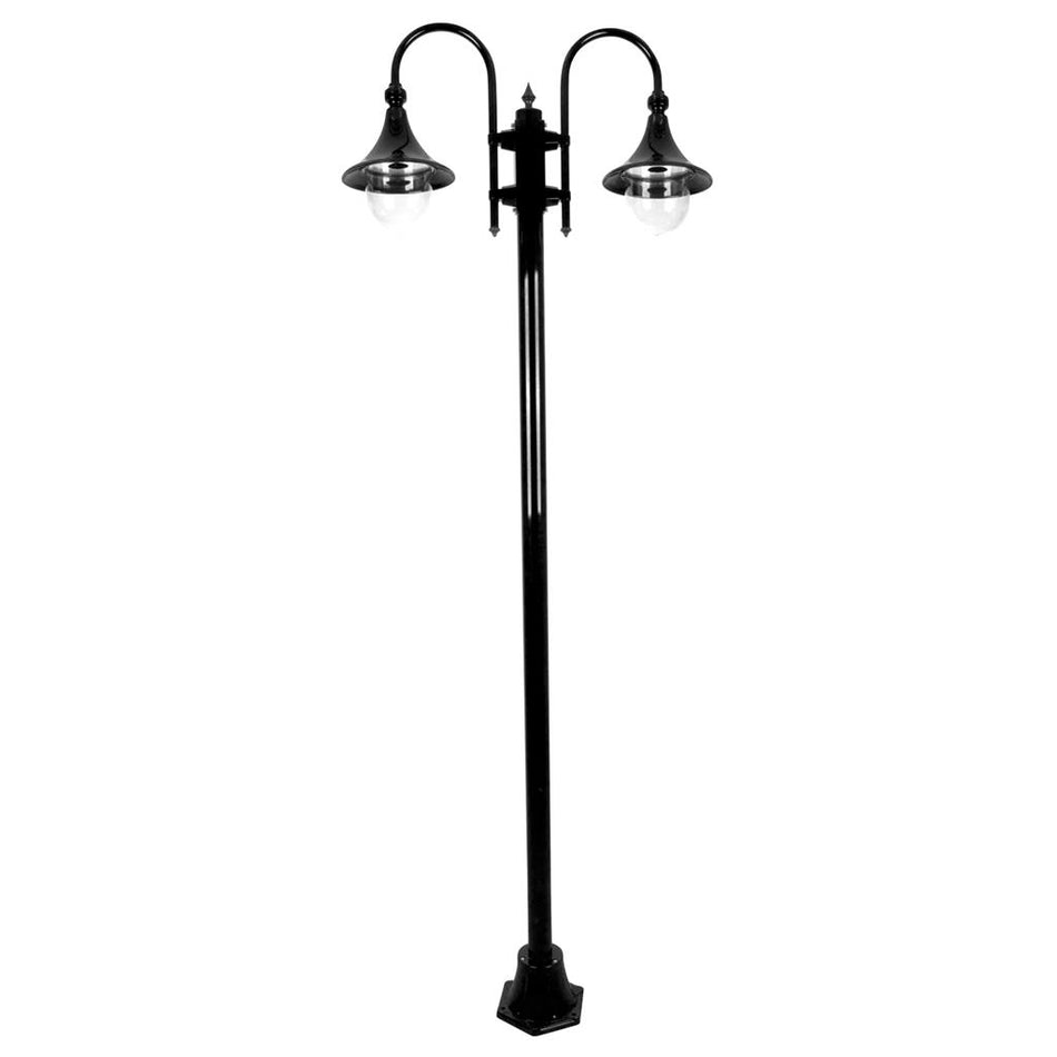 GT-1066 Monaco Twin Head Plain Post - Powder Coated Finish / E27 - Black