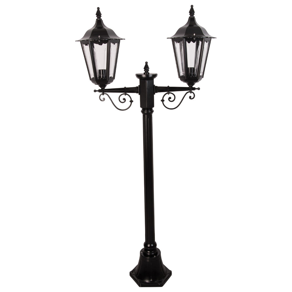 GT-135 Chester Twin Head Short Post Light - Powder Coated Finish / B22 - Black