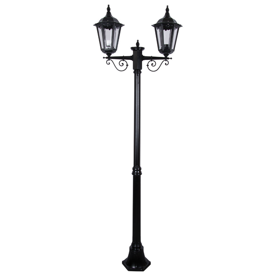 GT-137 Chester Twin Head Medium Post Light - Powder Coated Finish / B22 - Black
