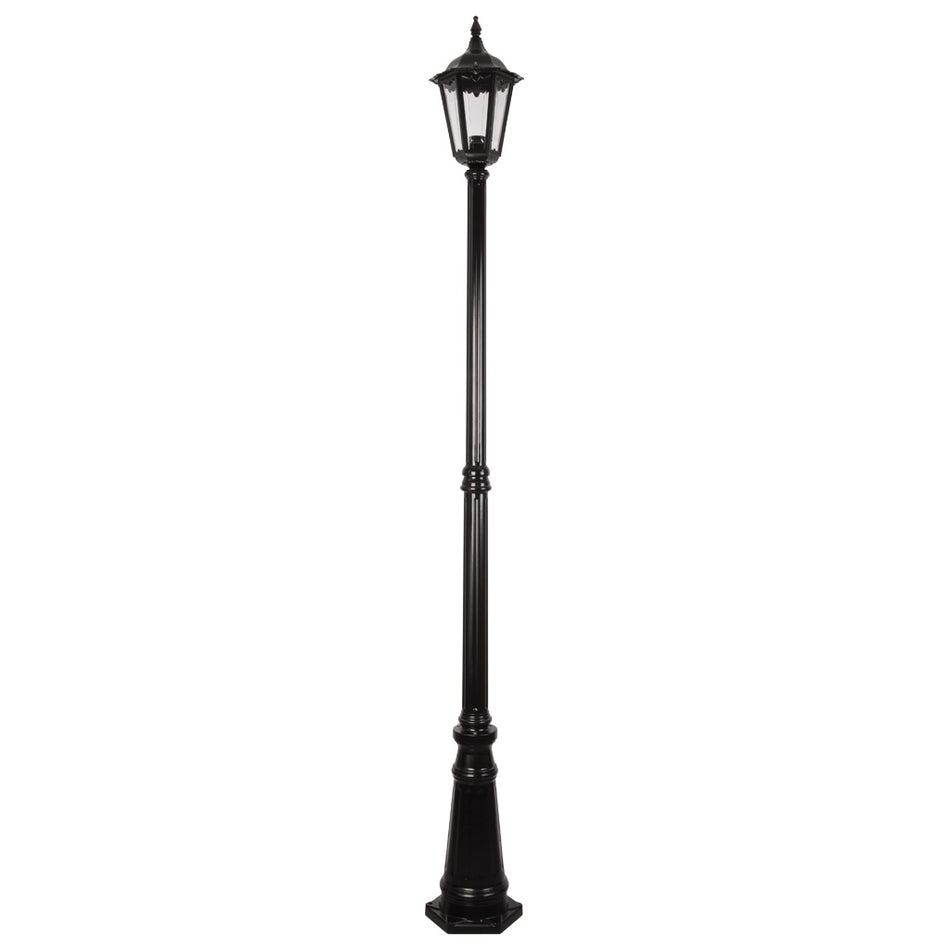 GT-138 Chester Single Head Tall Post Light - Powder Coated Finish / B22 - Black