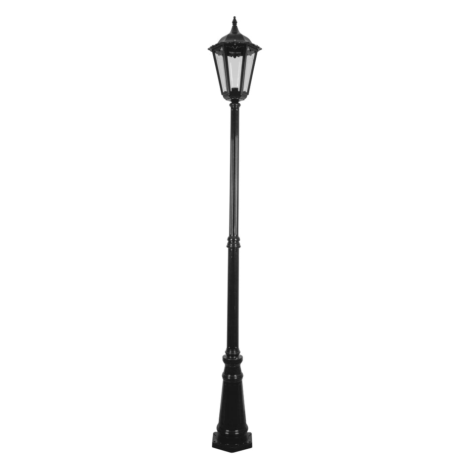 GT-168 Chester Large Single Head Tall Post Light - Powder Coated Finish / B22 - Black