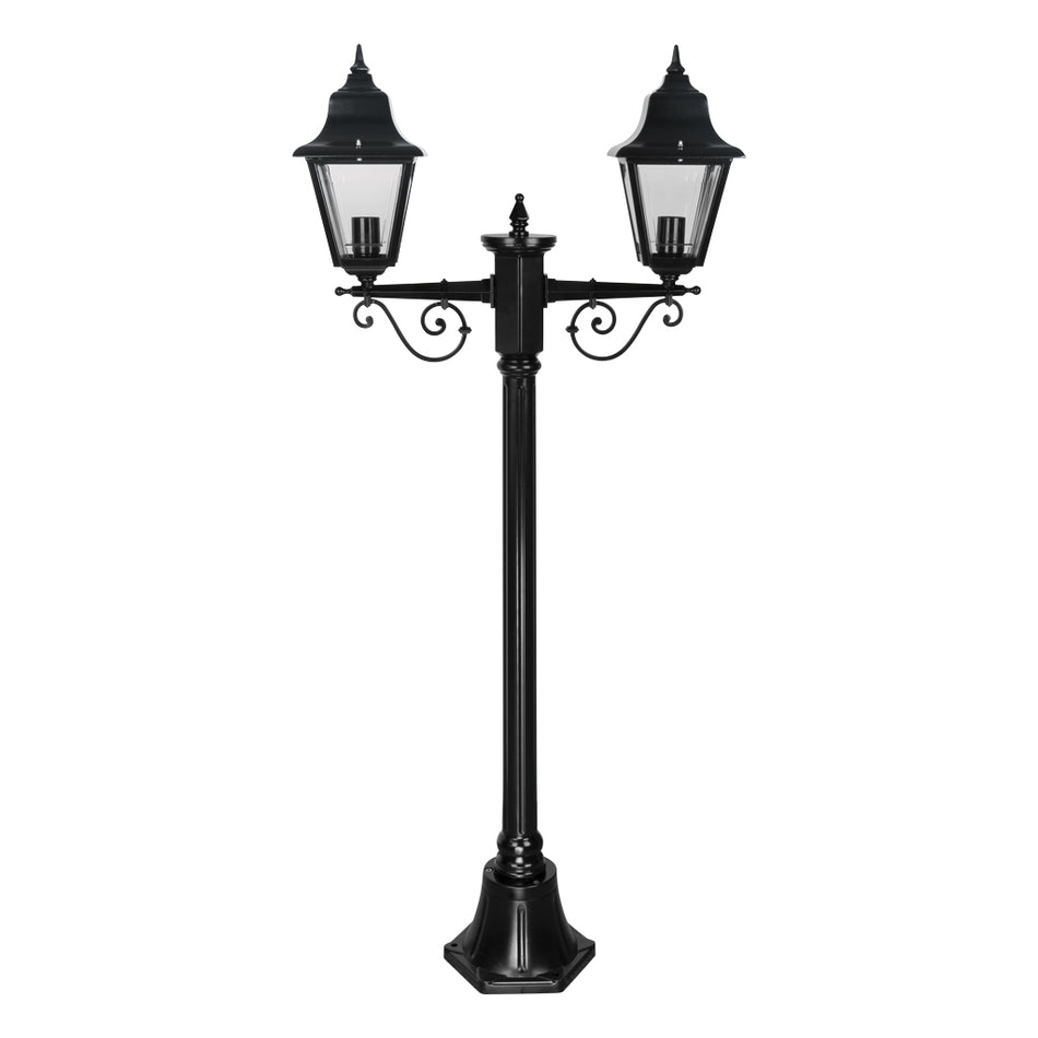 GT-235 Paris Twin Head Short Post Light - Powder Coated Finish / B22 - Black