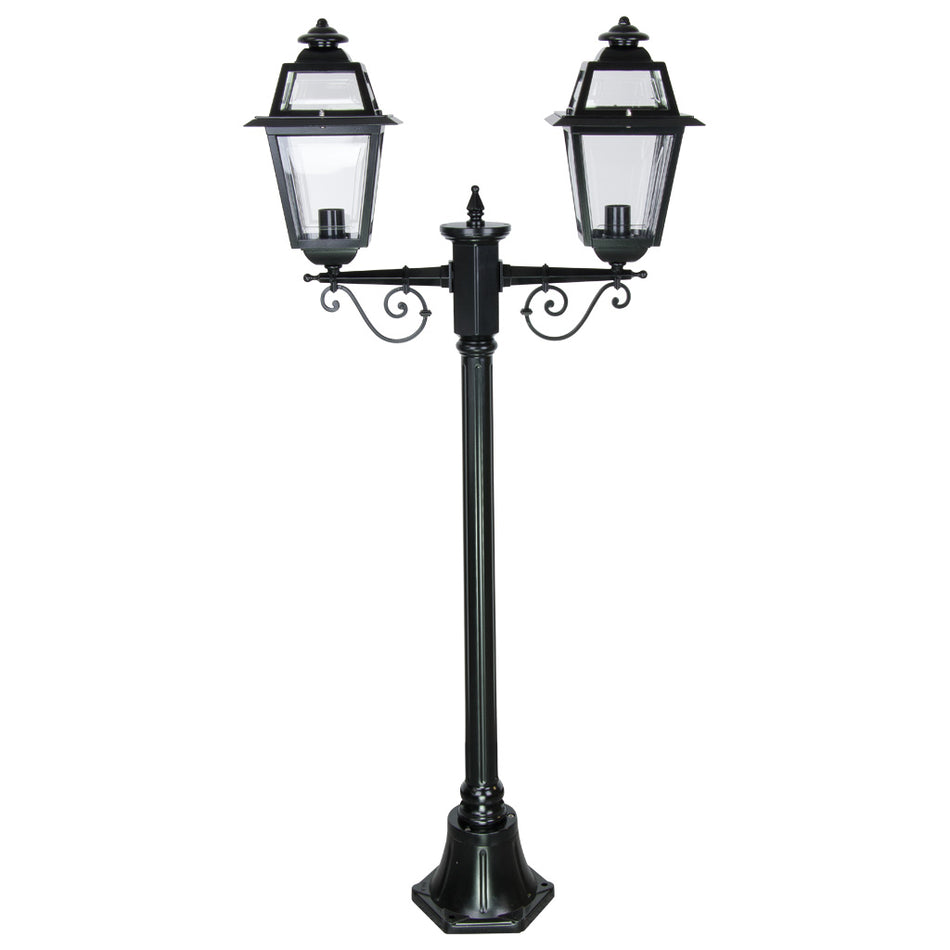 GT-275 Avignon Twin Head Short Post Light - Powder Coated Finish / B22 - Black