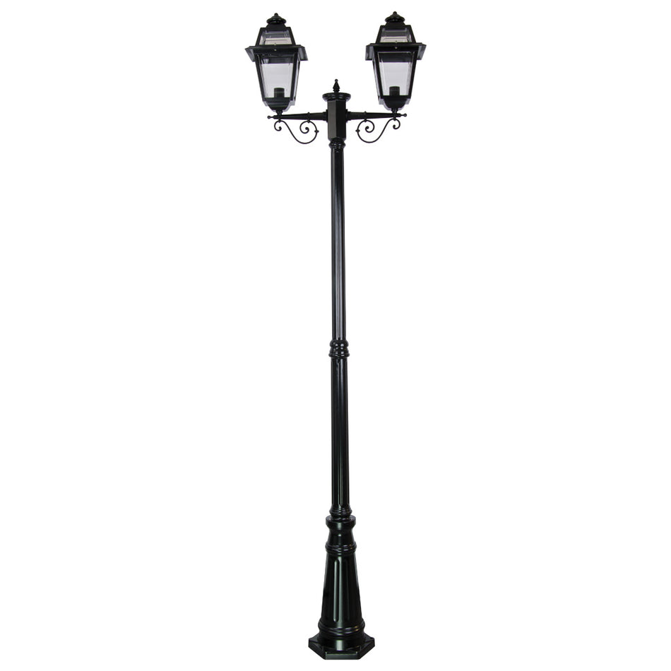 GT-280 Avignon Twin Head Tall Post Light - Powder Coated Finish / B22 - Black