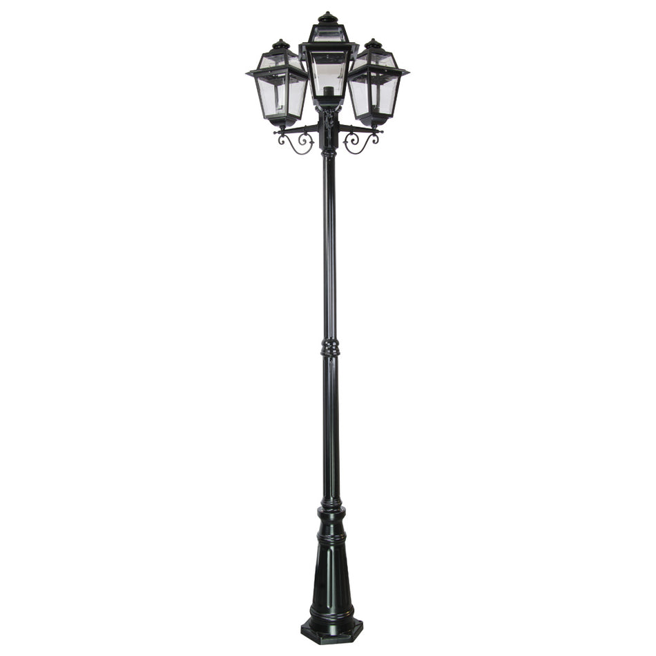 GT-282 Avignon Triple Head Tall Post Light - Powder Coated Finish / B22 - Black