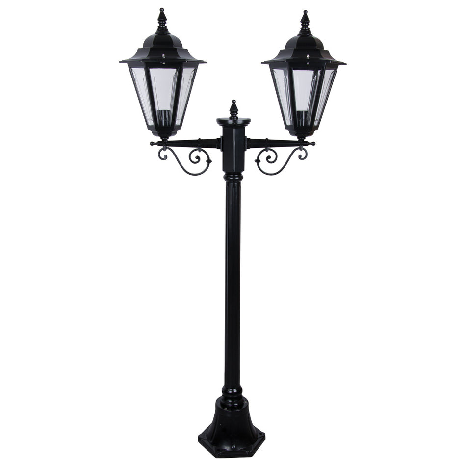 GT-425 Turin Twin Head Short Post Light - Powder Coated Finish / B22 - Black
