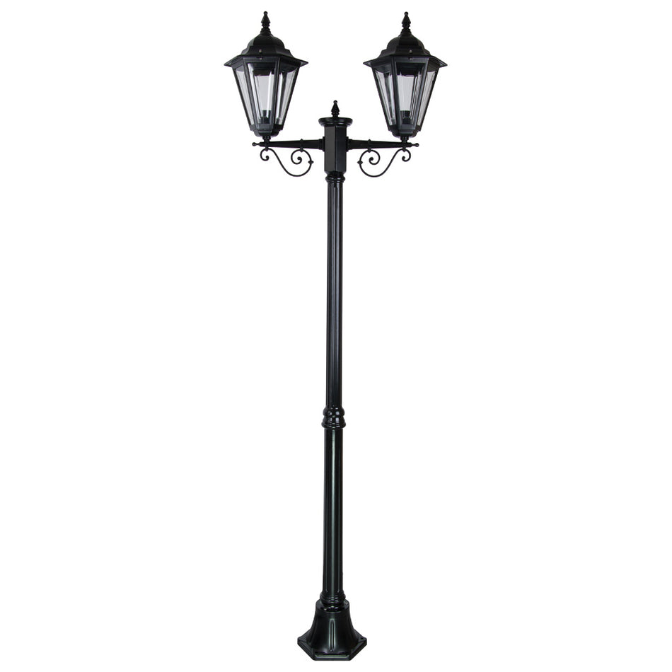 GT-427 Turin Twin Head Medium Post Light  - Powder Coated Finish / B22 - Black