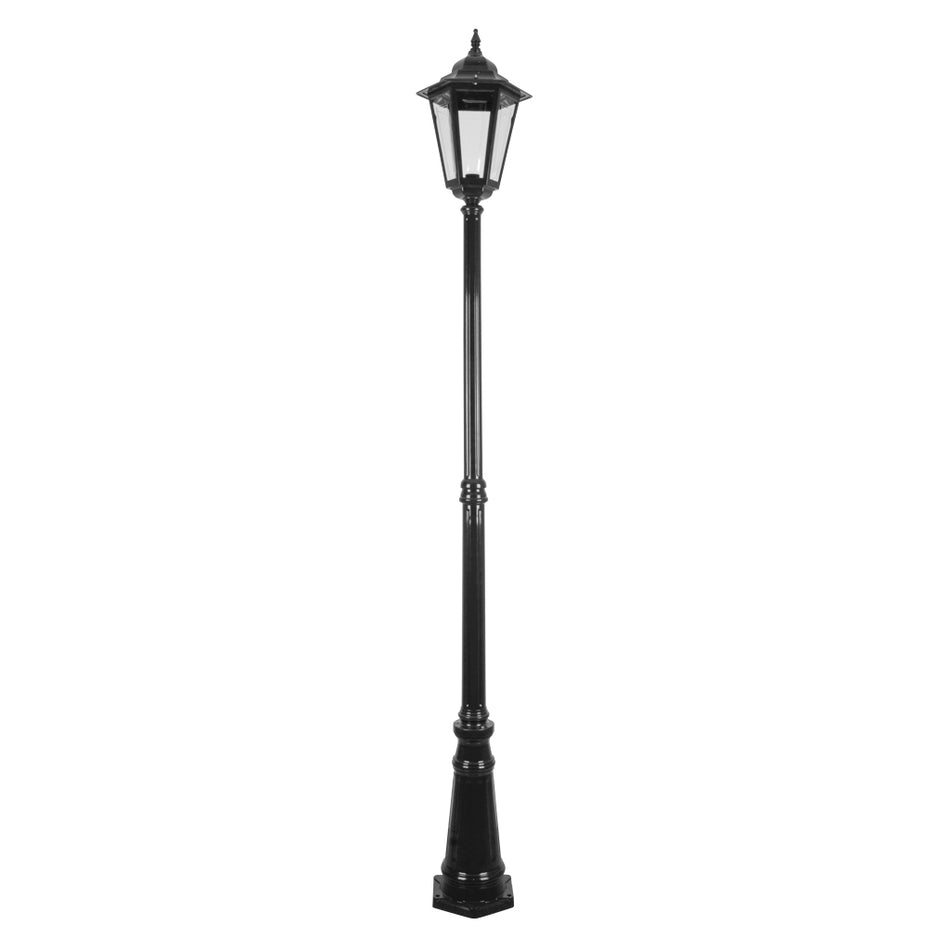 GT-488 Turin Large Single Head Tall Post Light - Powder Coated Finish / B22 - Black