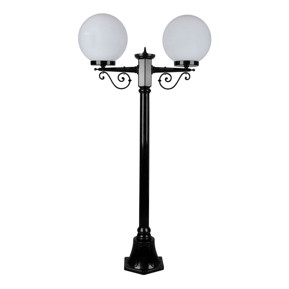 GT-567 Siena Twin 25cm Spheres Short Post - Powder Coated Finish / E27 - Black