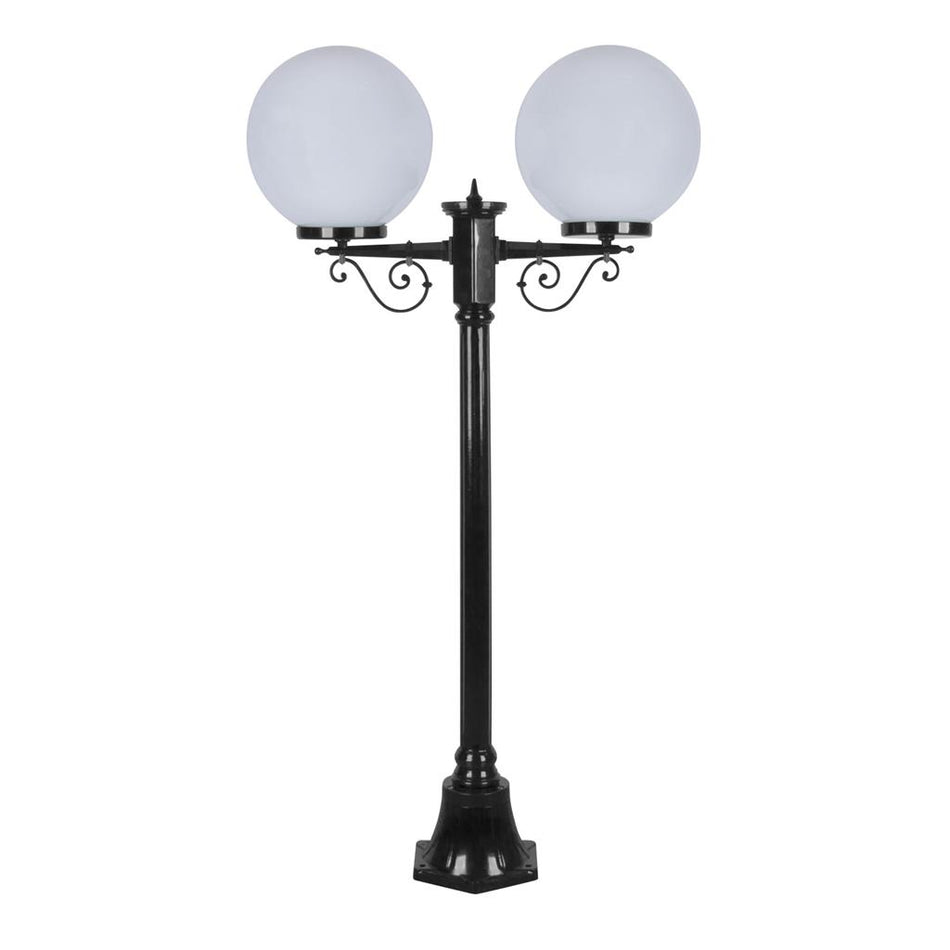 GT-568 Siena Twin 30cm Spheres Short Post - Powder Coated Finish / E27 - Black