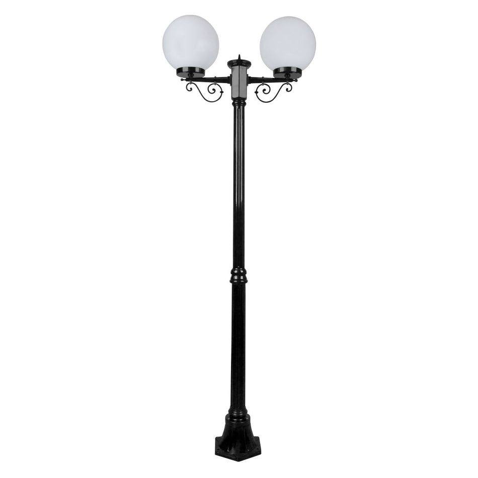GT-569 Siena Twin 25cm Spheres Medium Post - Powder Coated Finish / E27 - Black