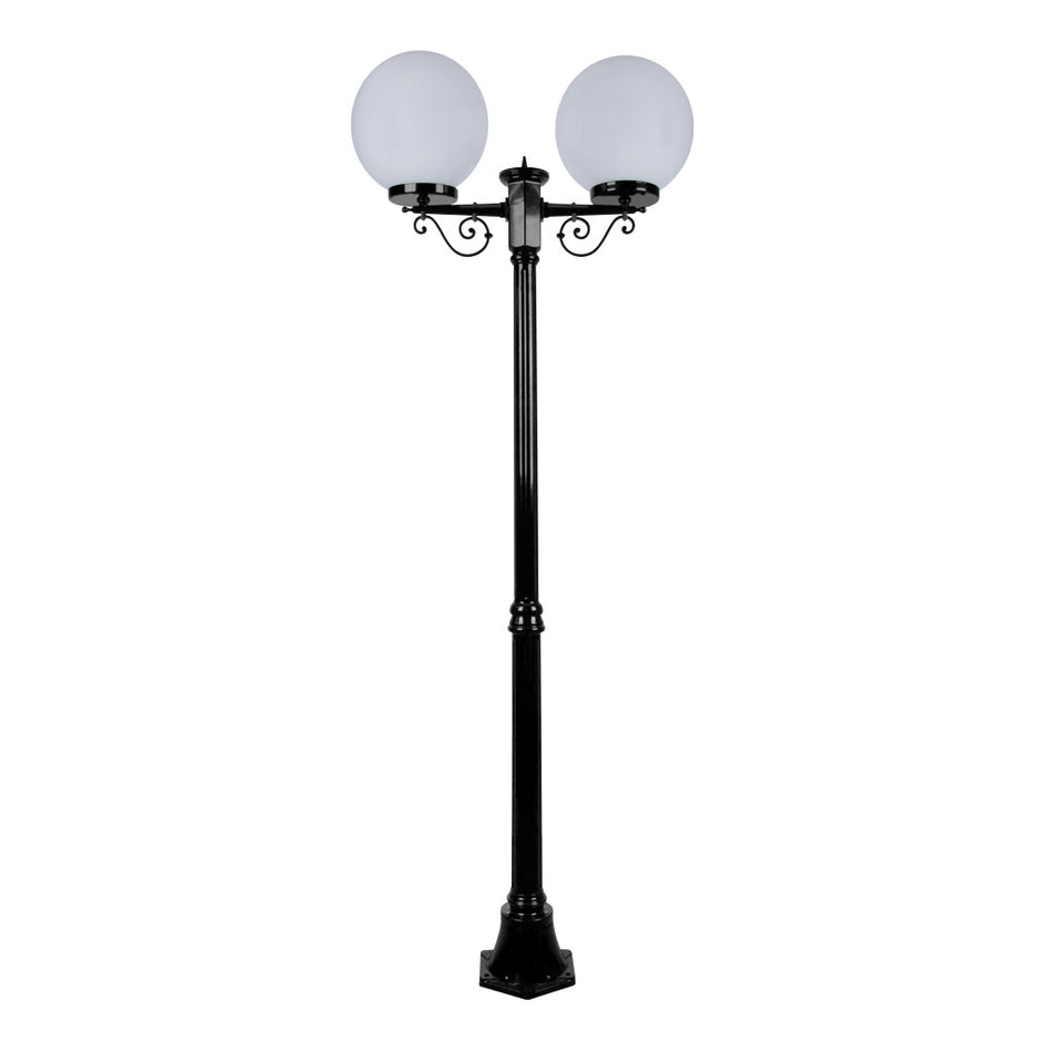 GT-570 Siena Twin 30cm Spheres Medium Post - Powder Coated Finish / E27 - Black