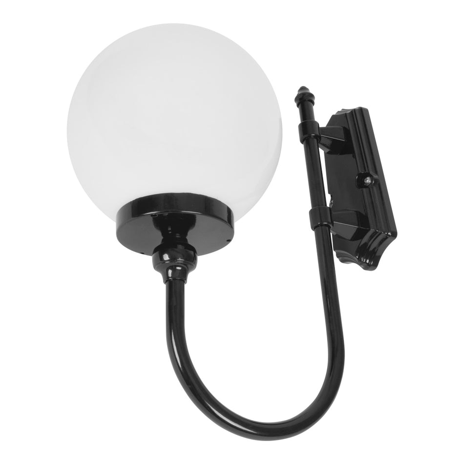 GT-600 Lisbon - 25cm Sphere Curved Arm Wall Light - Black