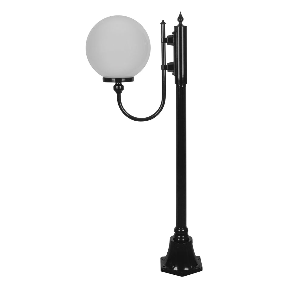 GT-607 Lisbon 30cm Sphere Curved Arm Short Post Light - Powder Coated Finish / E27 - Black
