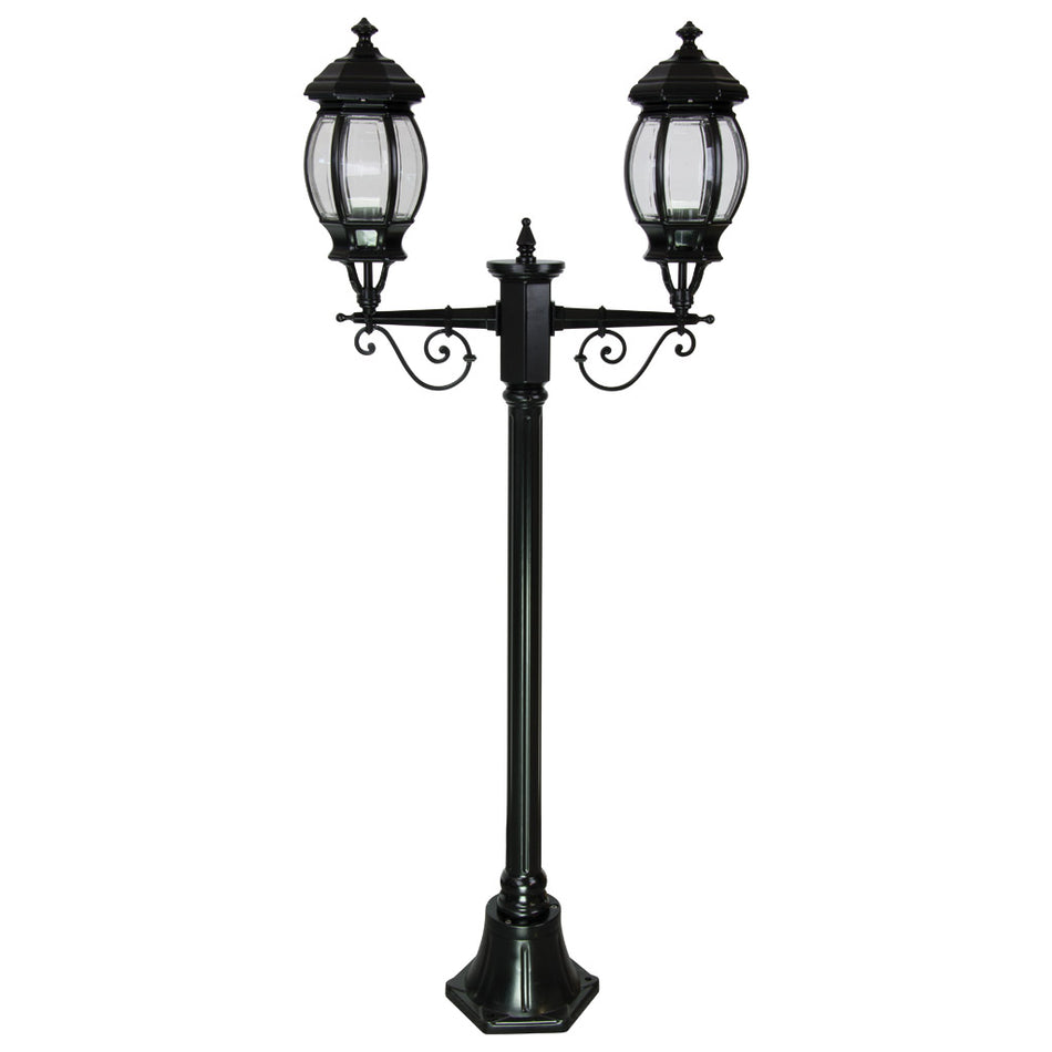 GT-675 Vienna Twin Head Short Post Light - Powder Coated Finish / B22 - Black