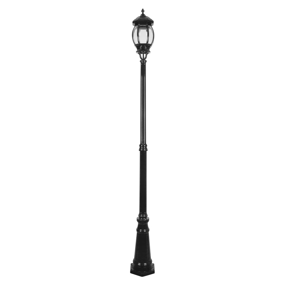 GT-698 Vienna Large Single Head Tall Post Light - Powder Coated Finish / B22 - Black