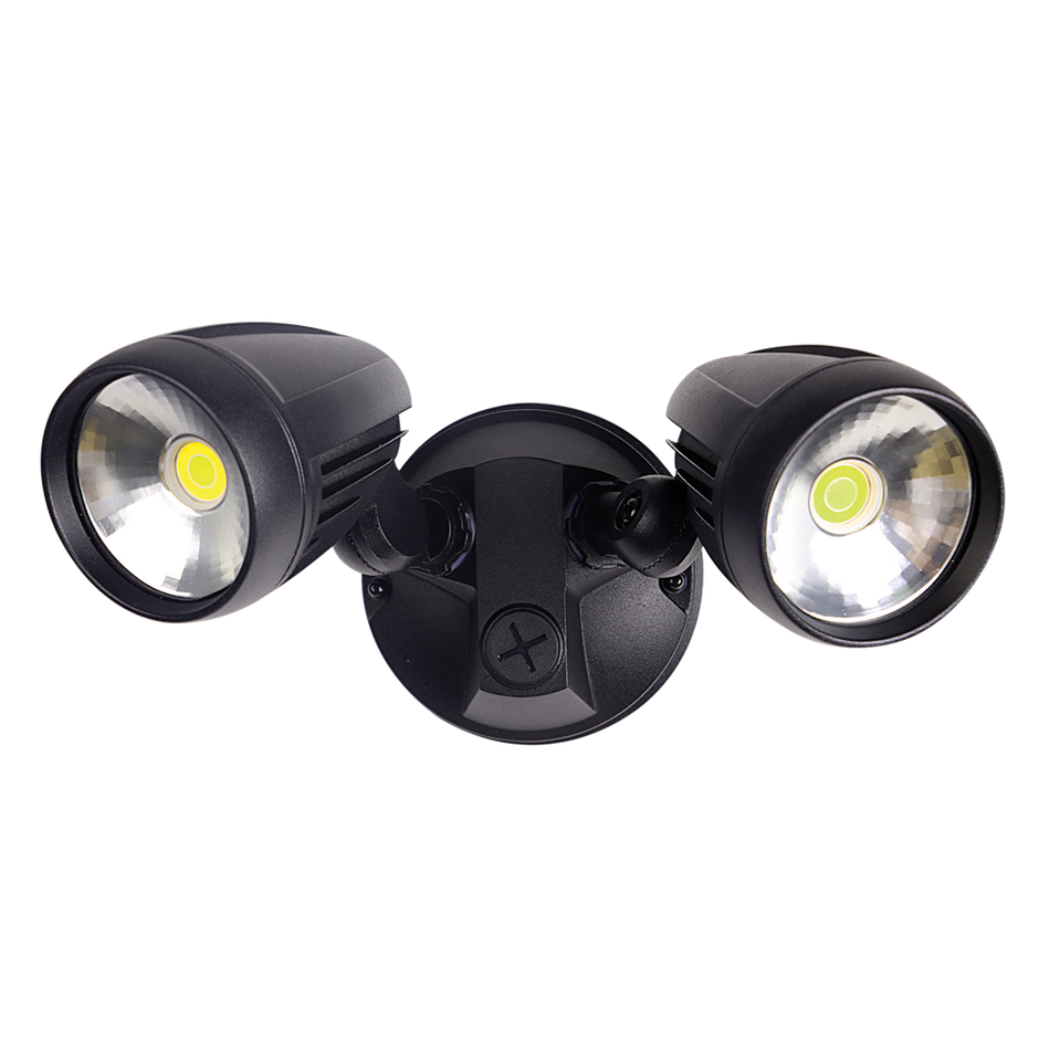 MURO-PRO-30 Twin Head 30W LED Spotlight - TRIO Tricolour - Black